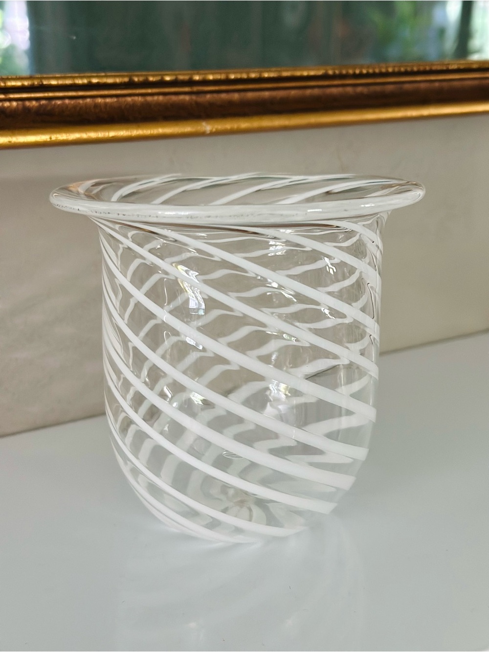 Vintage glass ribbon swirl vase